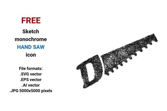 FREE Sketch Hand Saw Icon: A Woodworking Design Asset