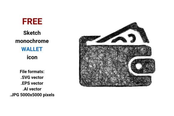 FREE Sketch Wallet Icon: Authentic Hand-Drawn Style for Your Projects