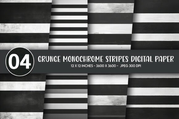 Grunge Monochrome Stripes Digital Paper: A Textured Design Asset