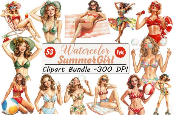 Summer Pin-up Girl Sublimation Bundle: Vintage Flair for Modern Projects